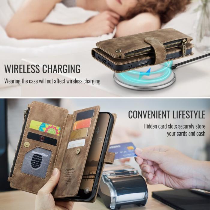 Caseme - CASEME C30 Fodral för iPhone 17 Pro med Rem - Brun PU Läder