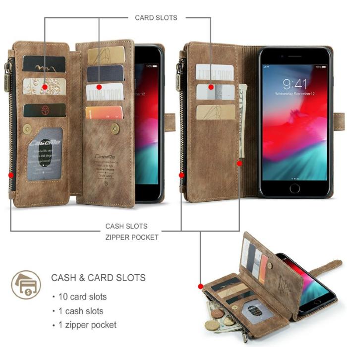 Caseme - CASEME C30 Fodral för iPhone 6/7/8 Plus med rem - Brun