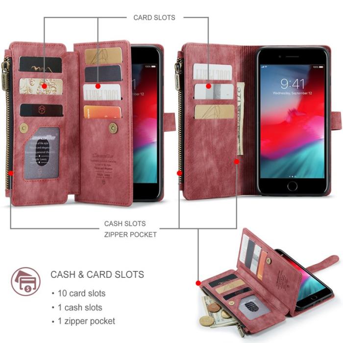Caseme - CASEME C30 Fodral för iPhone 6/7/8 Plus med rem - Röd
