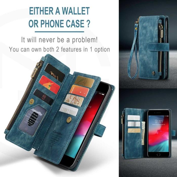 Caseme - CASEME C30 Fodral för iPhone 6 Plus/6s Plus - Blå PU Läder