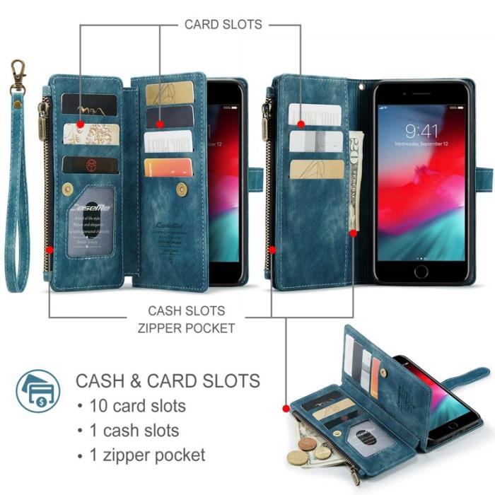 Caseme - CASEME C30 Fodral för iPhone 6 Plus/6s Plus - Blå PU Läder