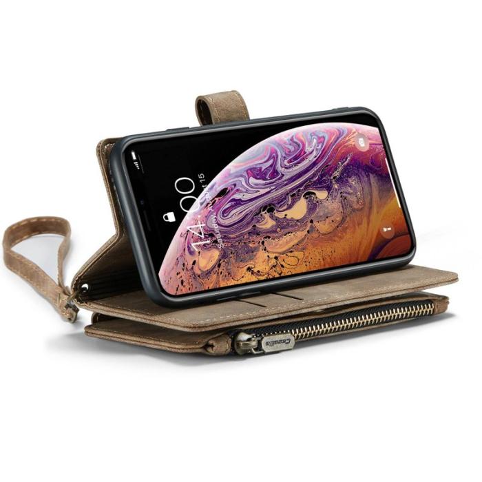 Caseme - CASEME C30 Fodral för iPhone X/XS med rem, brun PU-läder