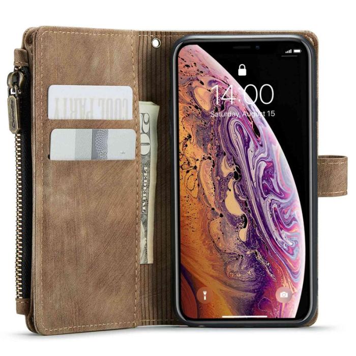 Caseme - CASEME C30 Fodral för iPhone X/XS med rem, brun PU-läder
