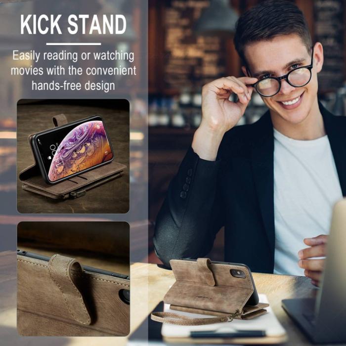 Caseme - CASEME C30 Fodral för iPhone X/XS med rem, brun PU-läder