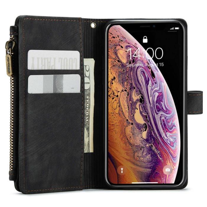 Caseme - CASEME C30 Fodral för iPhone X/XS med Rem, Svart PU Läder