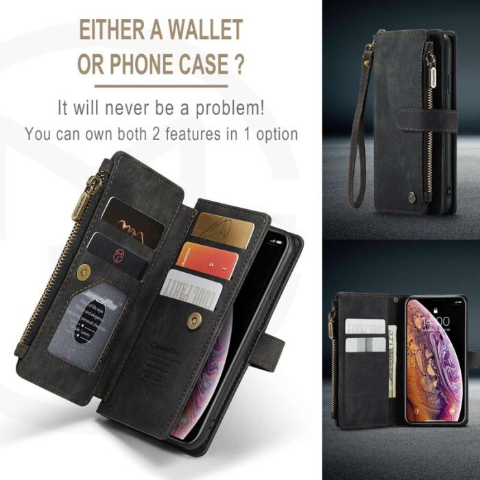 Caseme - CASEME C30 Fodral för iPhone X/XS med rem, svart PU-läder