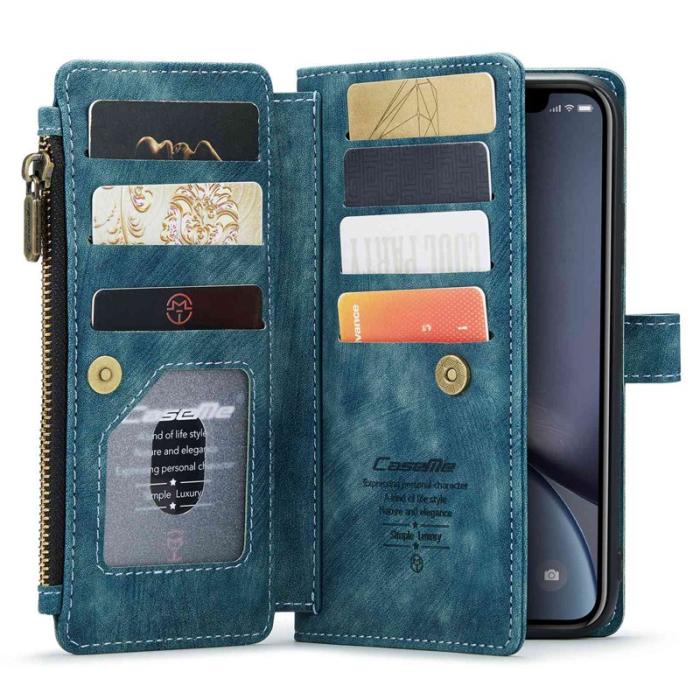 Caseme - CASEME C30 Fodral för iPhone XR med Rem och Flera Kort - Blå