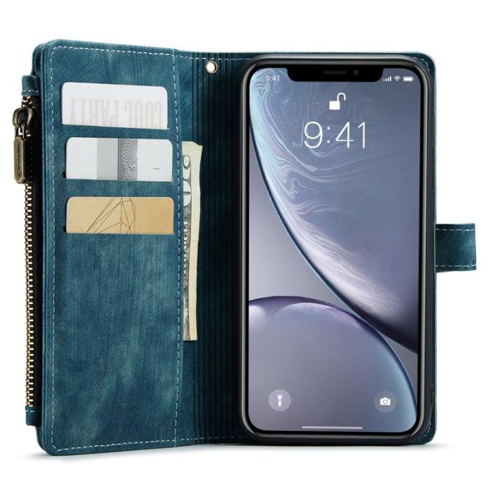 Caseme - CASEME C30 Fodral för iPhone XR med Rem och Flera Kort - Blå