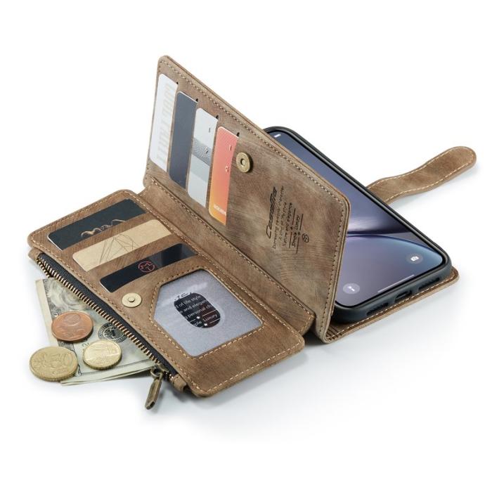 Caseme - CASEME C30 Fodral för iPhone XR med Rem och Kortfack - Brun