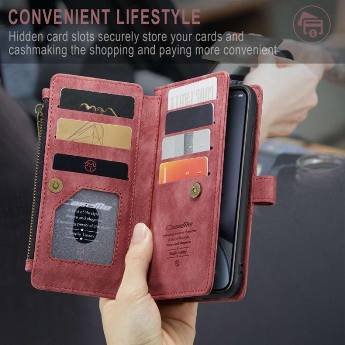 Caseme - CASEME C30 Fodral för iPhone XR med Rem och Kortfack - Röd