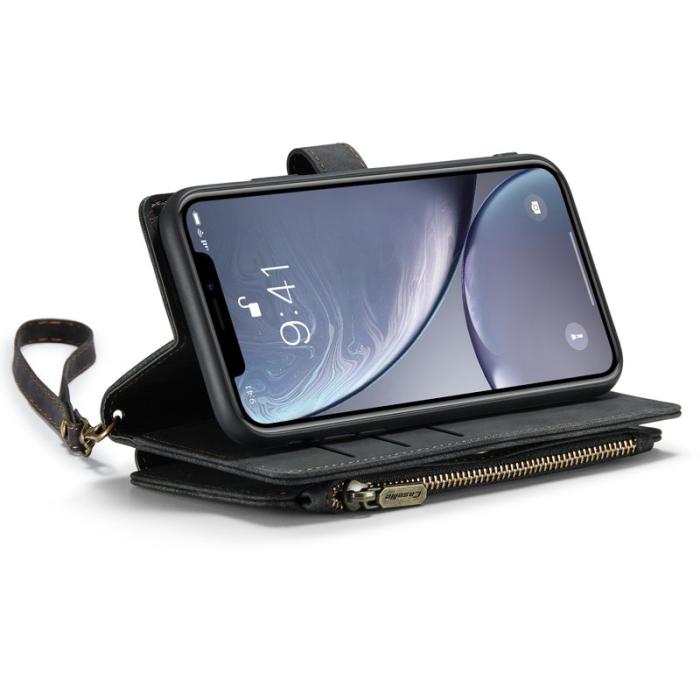Caseme - CASEME C30 Fodral för iPhone XR med Rem och Kortfack - Svart