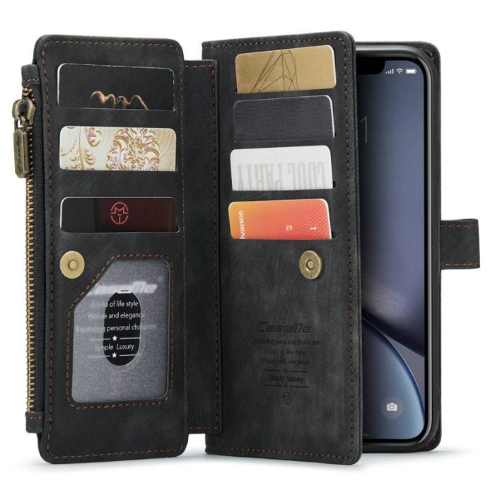 Caseme - CASEME C30 Fodral för iPhone XR med Rem och Kortfack - Svart