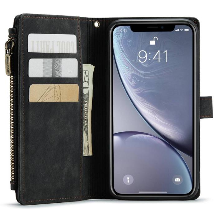 Caseme - CASEME C30 Fodral för iPhone XR med Rem och Kortfack - Svart