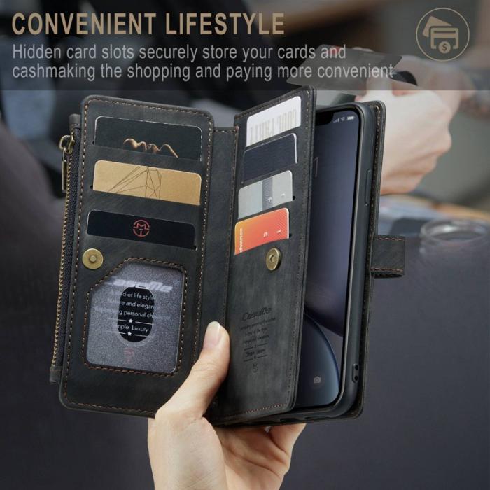 Caseme - CASEME C30 Fodral för iPhone XR med Rem och Kortfack - Svart