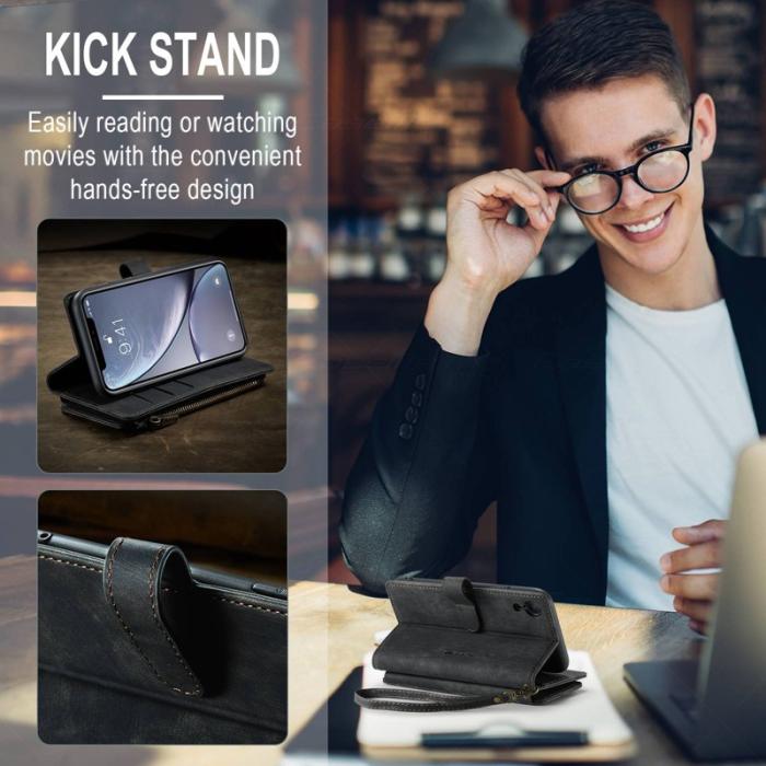 Caseme - CASEME C30 Fodral för iPhone XR med Rem och Kortfack - Svart