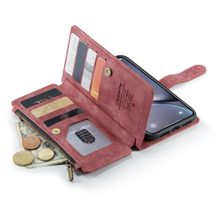 Caseme - CASEME C30 Fodral för iPhone XR med rem och kortfickor - Röd