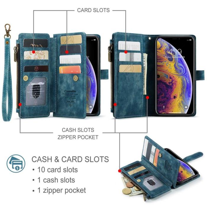 Caseme - CASEME C30 Fodral för iPhone XS Max med rem - Blå