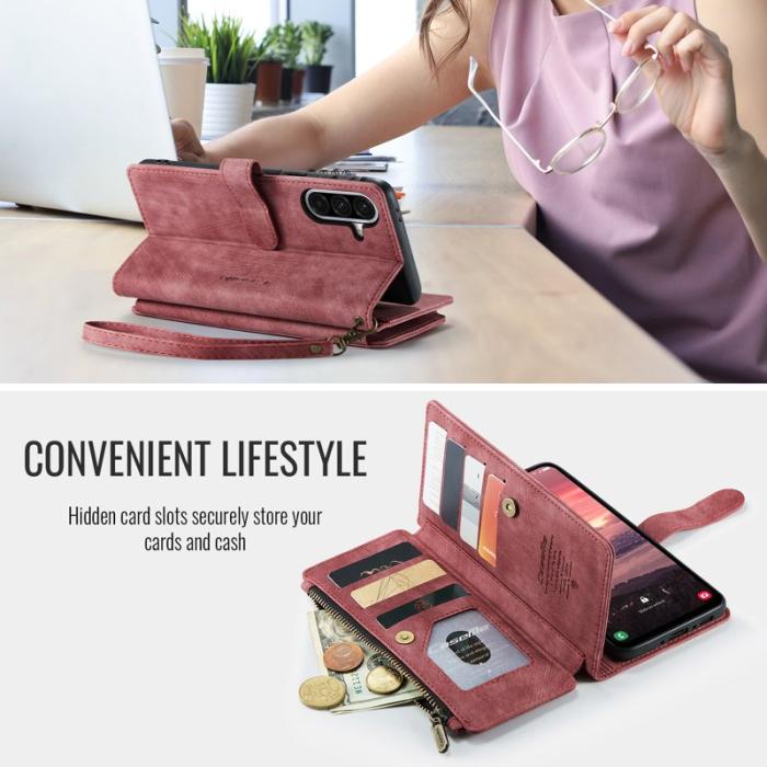 Caseme - CASEME Konstläder Plånboksfodral för Samsung Galaxy A17 5G/4G Röd