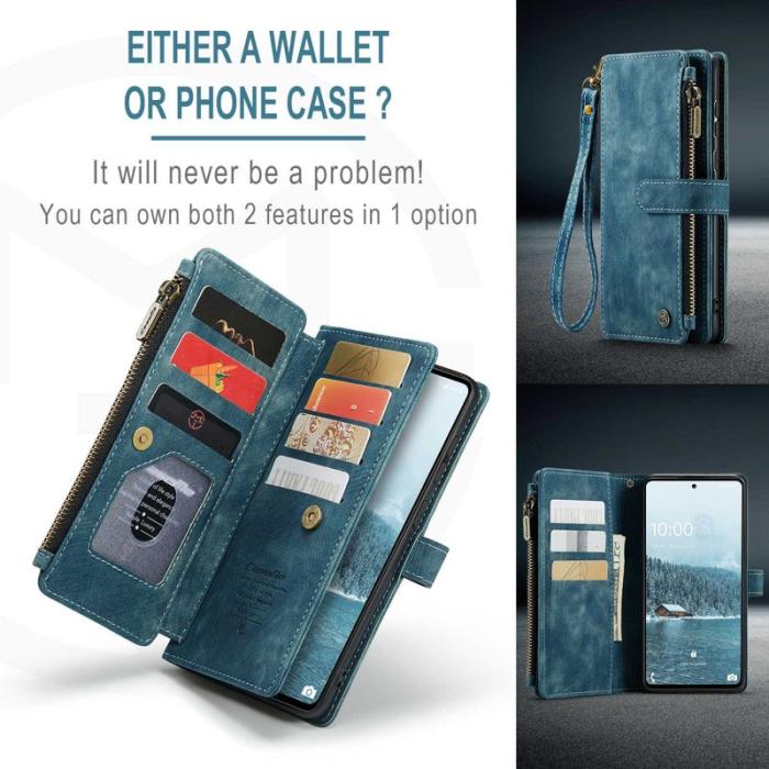 Caseme - CASEME C30 Fodral för Samsung Galaxy A33 5G - Blå PU Läder
