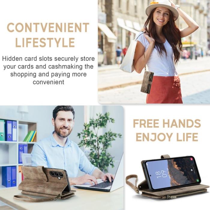 Caseme - CASEME Konstläder Plånboksfodral för Samsung Galaxy A54 5G - Brun