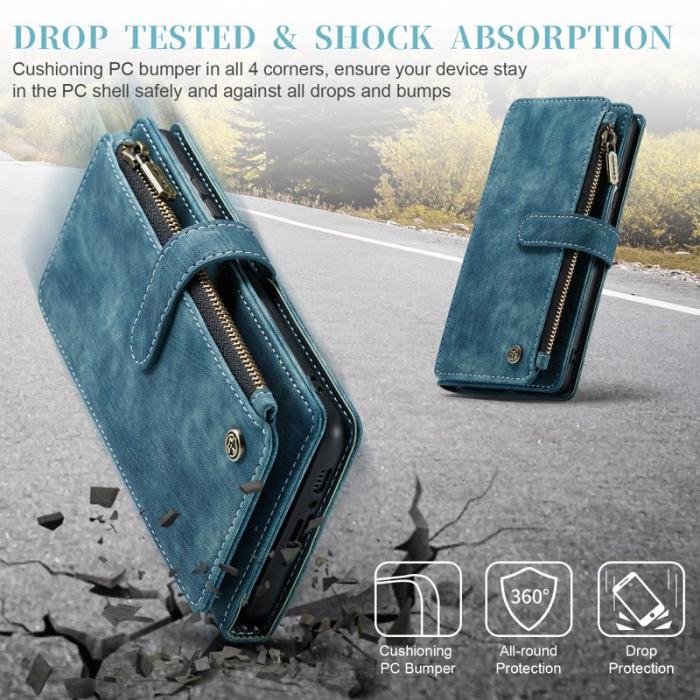 Caseme - CASEME Konstläder Plånboksfodral för Samsung Galaxy A54 5G med rem - Blå