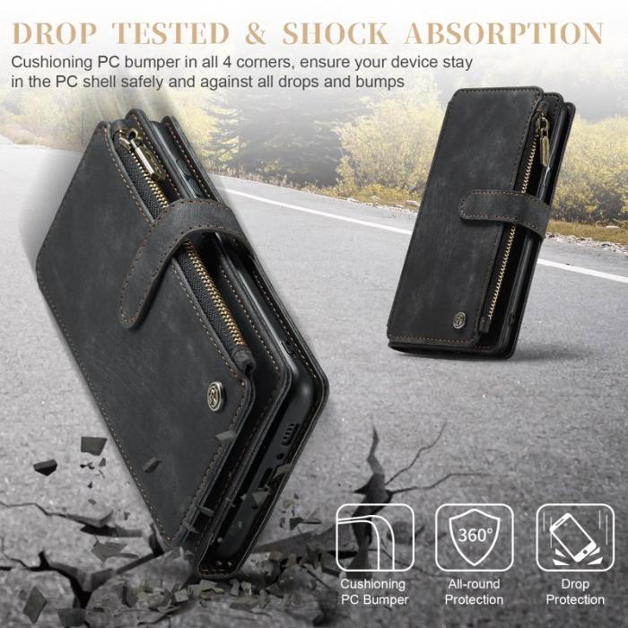 Caseme - CASEME Konstläder Plånboksfodral för Samsung Galaxy A54 5G med rem - Svart