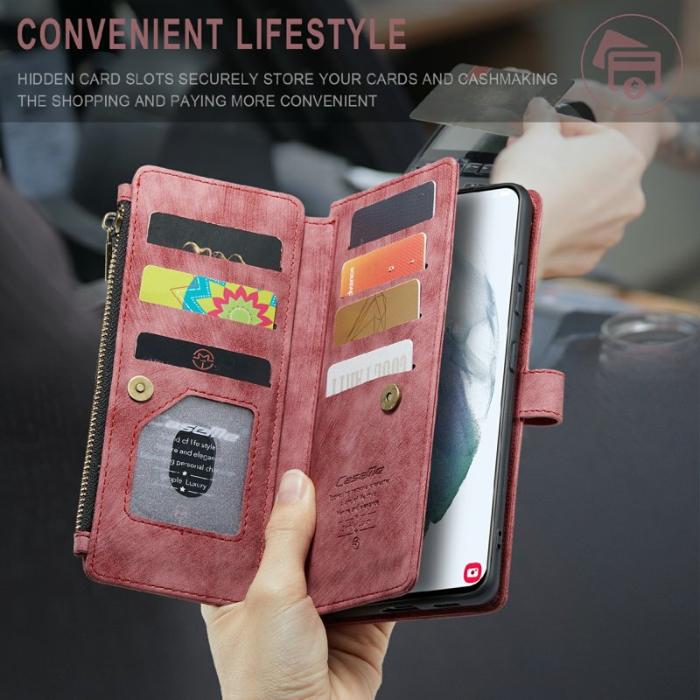 Caseme - CASEME C30 Fodral för Samsung Galaxy S21 Röd med Rem