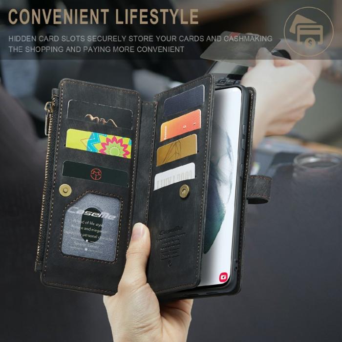 Caseme - CASEME C30 Fodral för Samsung Galaxy S21 - Svart PU Läder