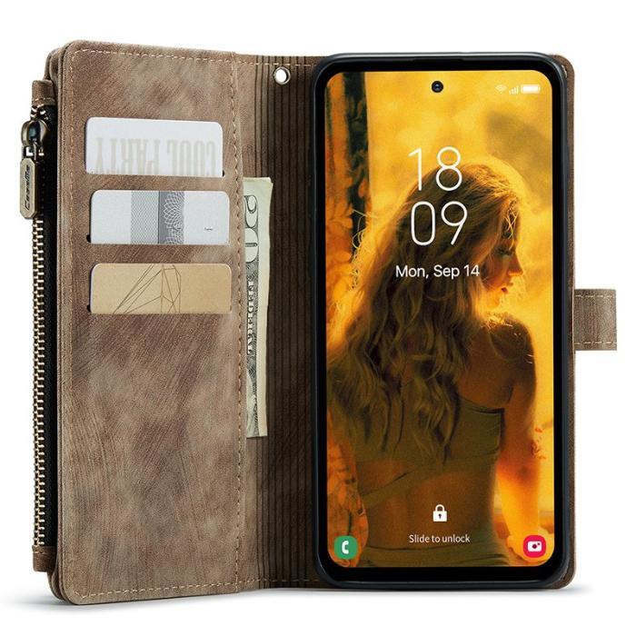 Caseme - CASEME C30 Fodral för Samsung Galaxy S23 FE - Brun PU Läder