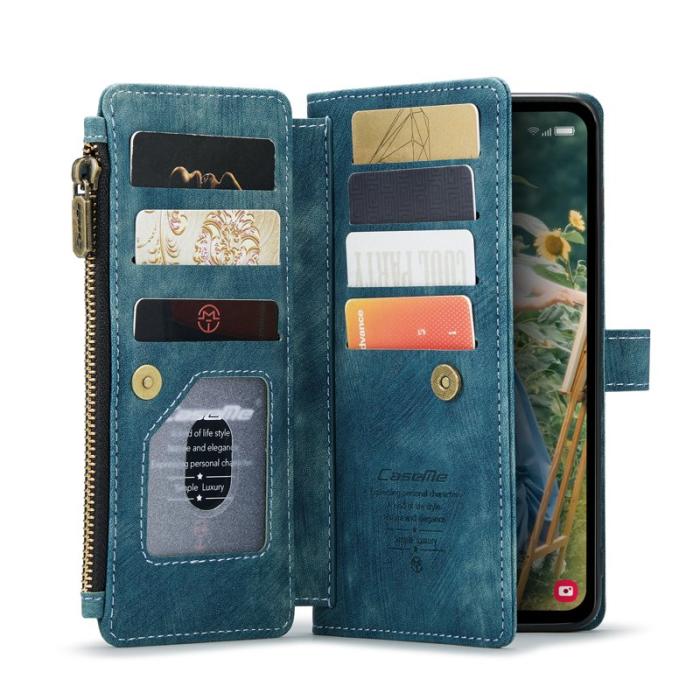 Caseme - CASEME C30 Fodral för Samsung Galaxy S24 FE - Blå PU Läder