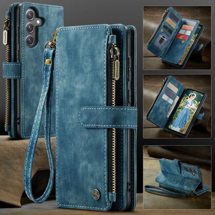 Caseme - CASEME C30 Fodral för Samsung Galaxy S24 FE - Blå PU Läder