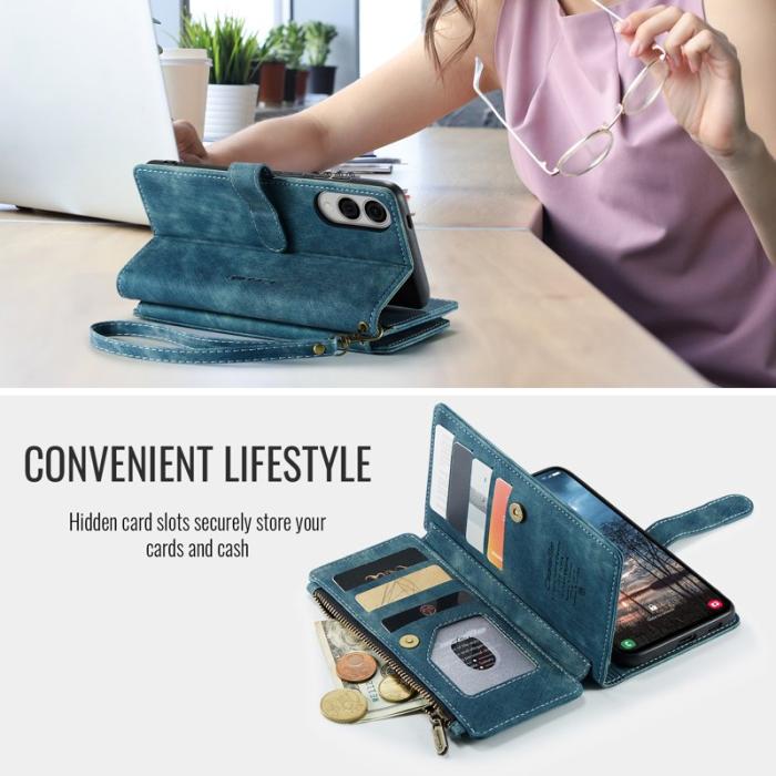 Caseme - CASEME C30 Fodral för Samsung Galaxy S25 Edge Blå PU Läder