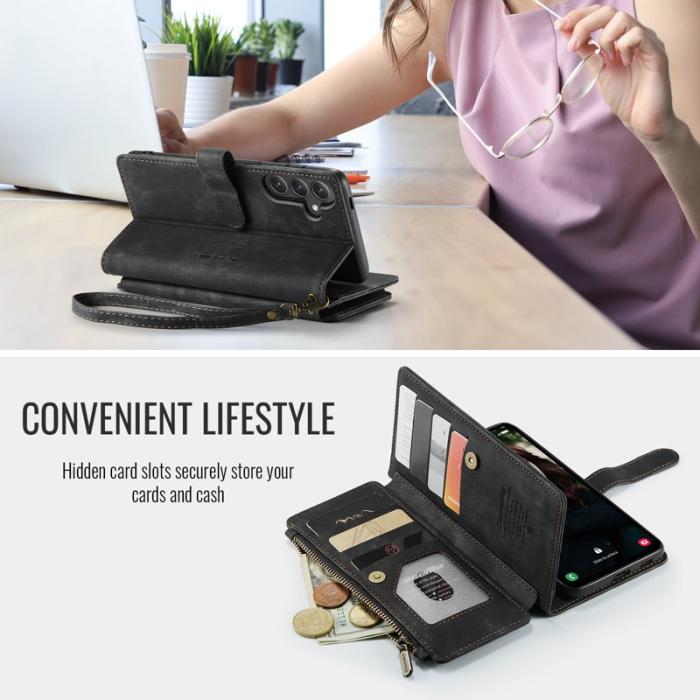 Caseme - CASEME C30 Fodral för Samsung Galaxy S25 FE med rem - Svart