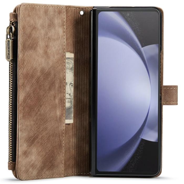 Caseme - CASEME Konstläder Plånboksfodral för Samsung Galaxy Z Fold6 5G - Brun