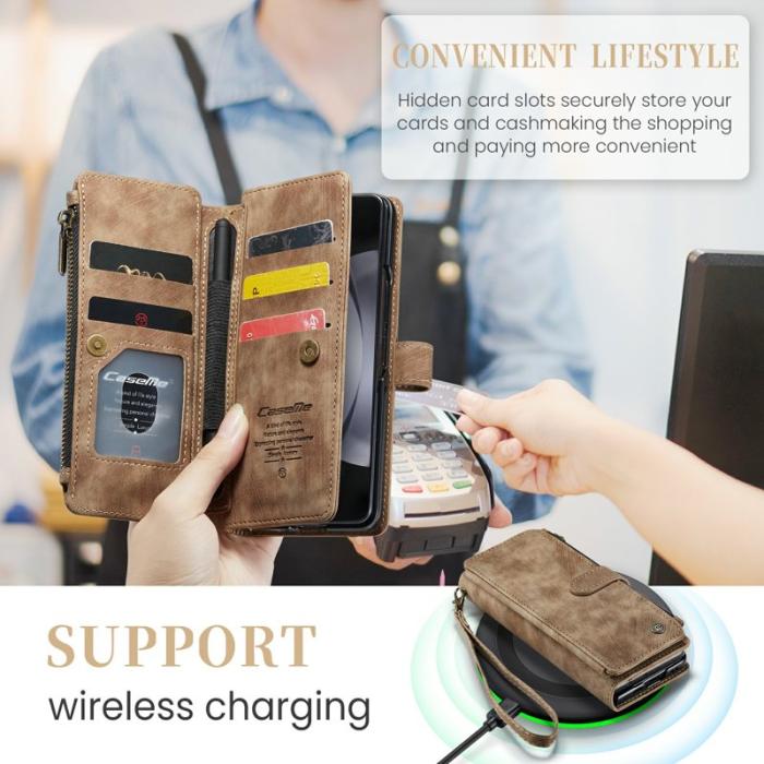 Caseme - CASEME Konstläder Plånboksfodral för Samsung Galaxy Z Fold6 5G - Brun