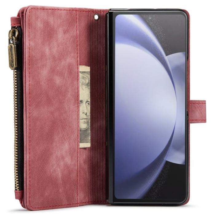 Caseme - CASEME Konstläder Plånboksfodral för Samsung Galaxy Z Fold6 5G - Röd