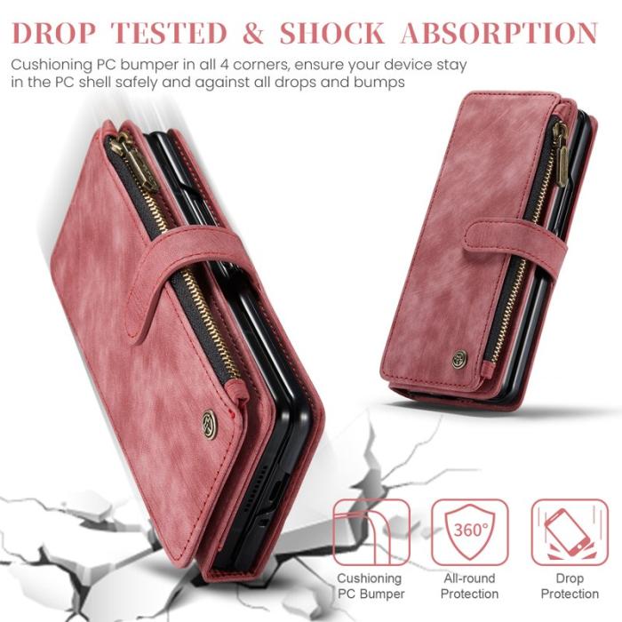 Caseme - CASEME Konstläder Plånboksfodral för Samsung Galaxy Z Fold6 5G - Röd