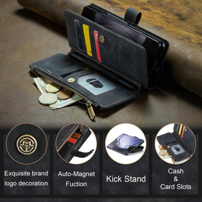 Caseme - CASEME Konstläder Plånboksfodral för Samsung Galaxy Z Fold6 5G - Svart