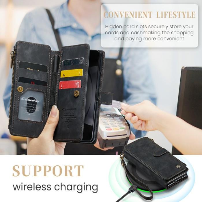 Caseme - CASEME Konstläder Plånboksfodral för Samsung Galaxy Z Fold6 5G - Svart