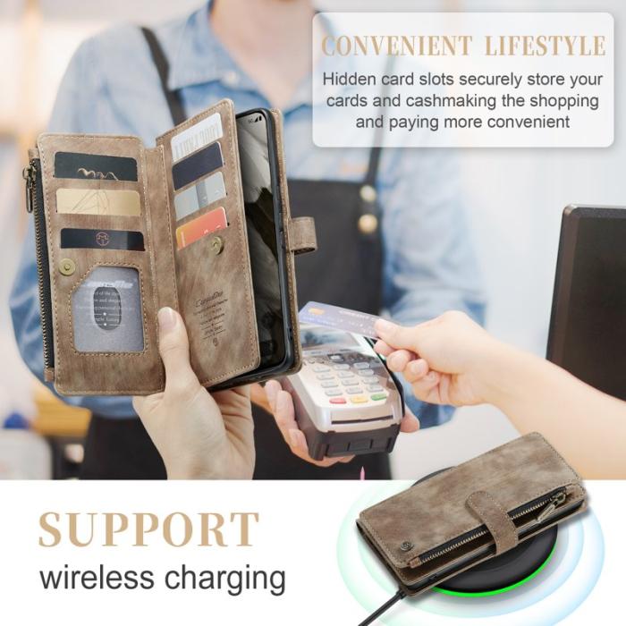 Caseme - CASEME Konstläder Plånboksfodral till Google Pixel 8 med Rem - Brun