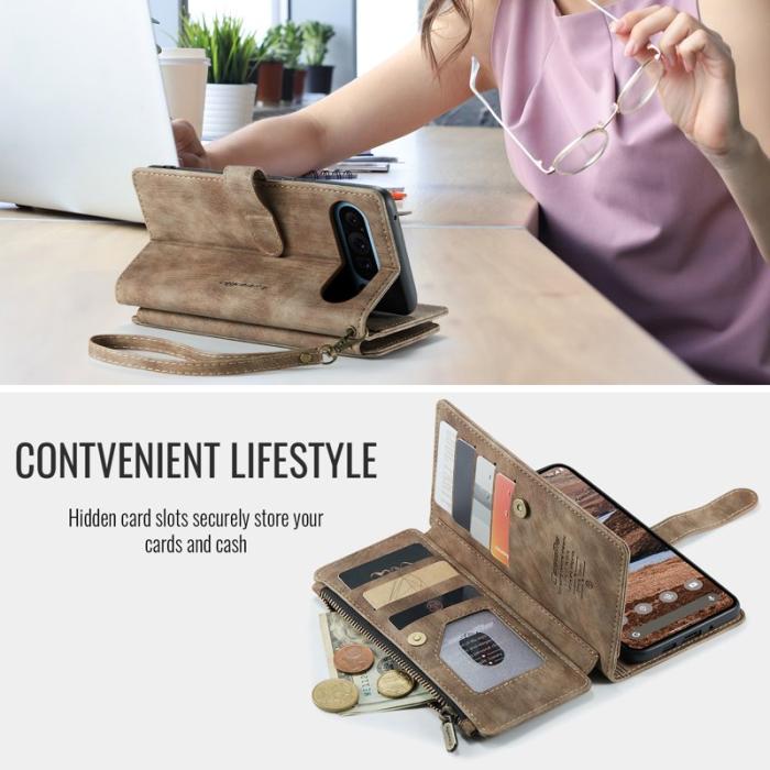 Caseme - CASEME C30 Fodral till Google Pixel 9 Pro XL med rem - Brun