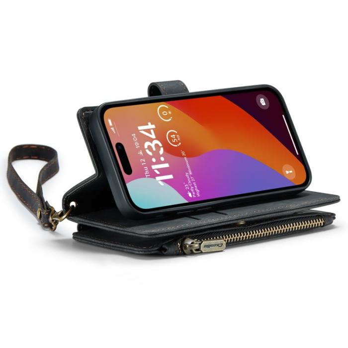 Caseme - CASEME C30 Fodral till iPhone 16 Pro med rem och kortfickor - Svart