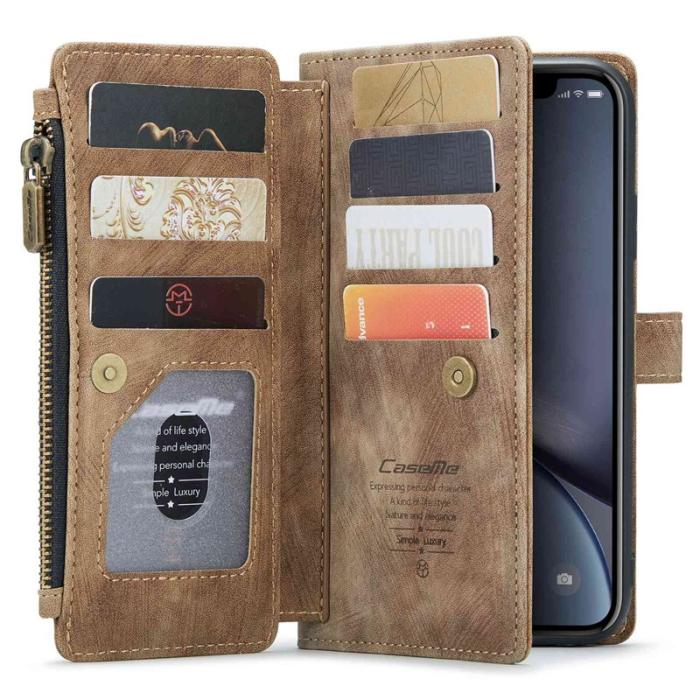 Caseme - CASEME C30 Fodral till iPhone XR med rem och kortfack - Brun