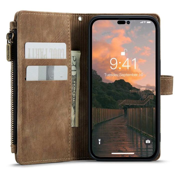 Caseme - CASEME C30 iPhone 14 Pro Fodral med Dragkedja Brun