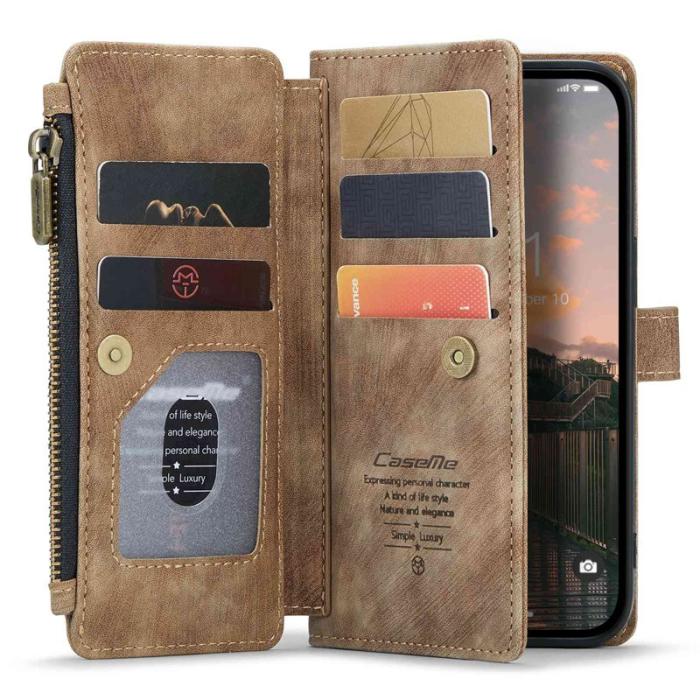 Caseme - CASEME C30 iPhone 14 Pro Fodral med Dragkedja Brun