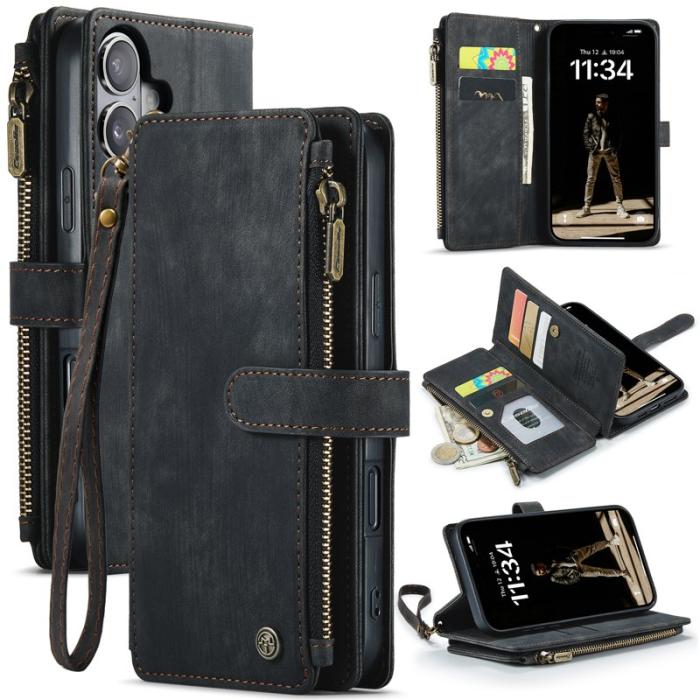 Caseme - CASEME C30 iPhone 17 Wallet Case Läderfodral Svart