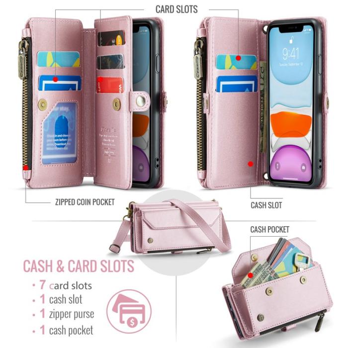 Caseme - CASEME C36 iPhone 11 Läderfodral med Dragkedja - Rosa