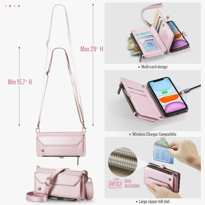 Caseme - CASEME C36 iPhone 11 Läderfodral med Dragkedja - Rosa