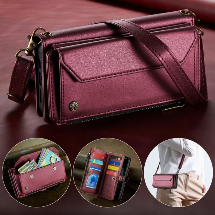 Caseme - CASEME C36 iPhone 11 Pro Max Läderfodral med kortfack Vinröd