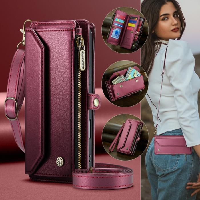 Caseme - CASEME C36 iPhone Air Läderfodral med Dragkedja Röd